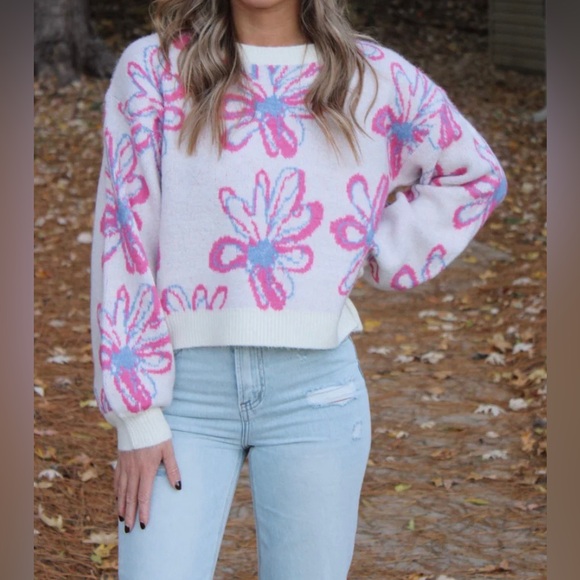 debut Sweaters - Dreamers by Debut Soft Crew Neck Floral Sweater